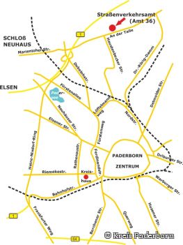 Anfahrt zum Straßenverkehrsamt Paderborn