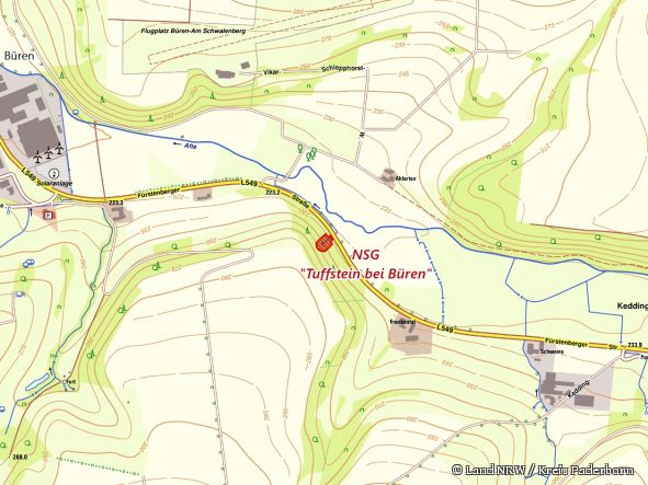Detailkarte zum Naturschutzgebiet „Tuffstein bei Büren“