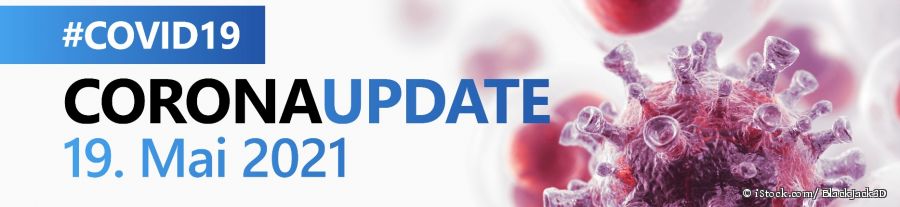 CoronaUpdate Headerbild mit einem dargesteltem Virus
