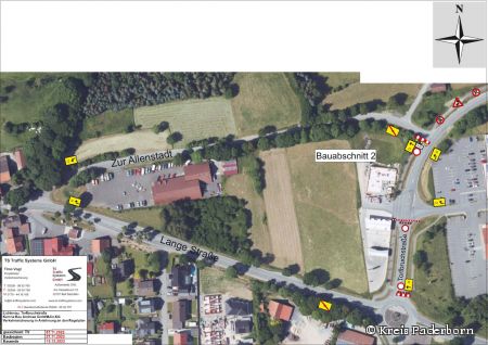 Umleitungsplan der Straßensanierung 2. Bauabschnitt, K26 Torfbruchstraße in Lichtenau © Kreis Paderborn