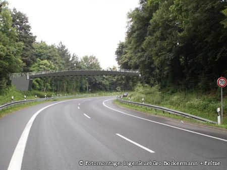 Eine neue Stahlbrücke bringt Radfahrer und Fußgänger sicher über den Herbert-Schwiete Ring. (Fotomontage: Ingenieurbüro Bockermann  + Fritze) 