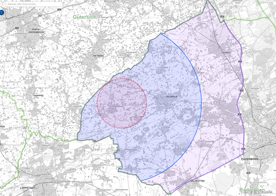 Karte Schutzzone, Überwachungszone und Zone der Aufstallpflicht