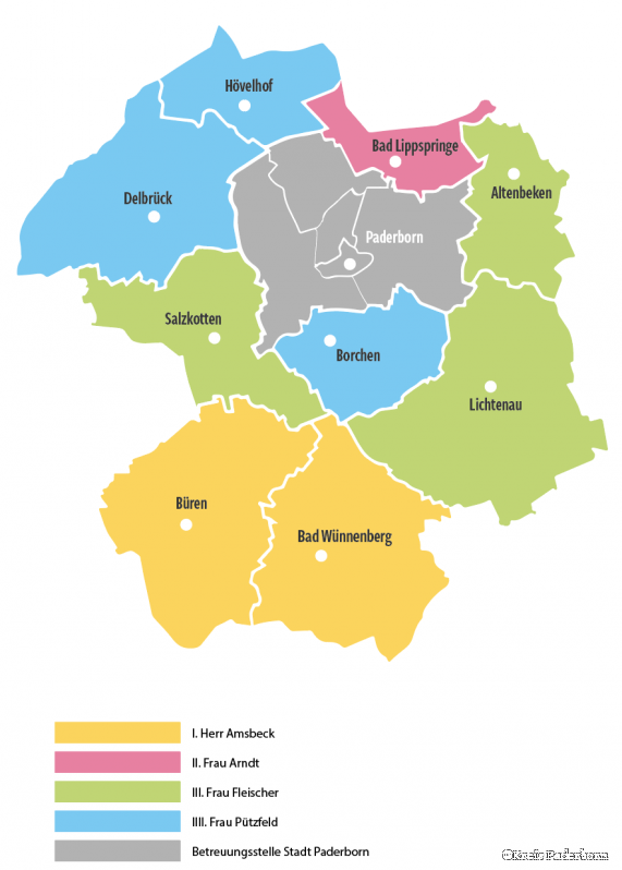 Karte Zuständigkeiten Betreuungsstelle Kreis Paderborn