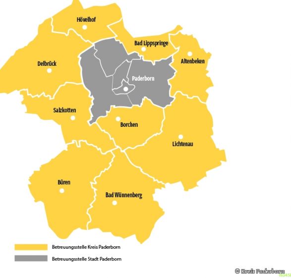 Karte Zuständigkeiten Betreuungsstelle Kreis Paderborn