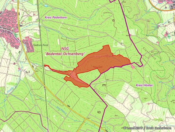 Detailkarte zum Naturschutzgebiet  „Bodental - Ochsenberg“