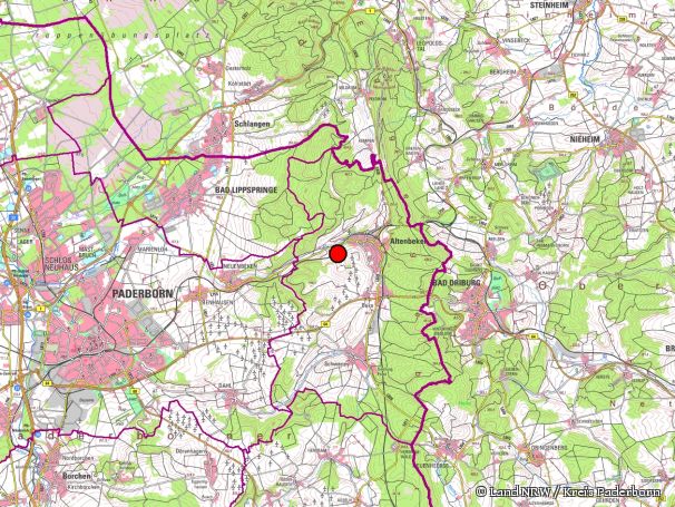 Übersichtskarte zum Naturschutzgebiet „Stollen am großen Viadukt westlich Altenbeken“