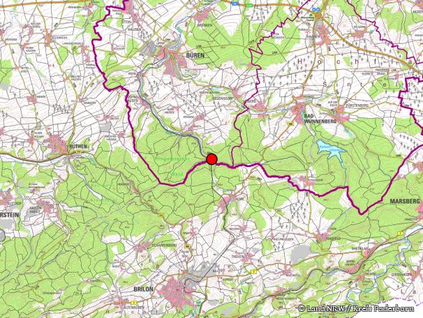 Übersichtskarte zum Naturschutzgebiet „Almetal“