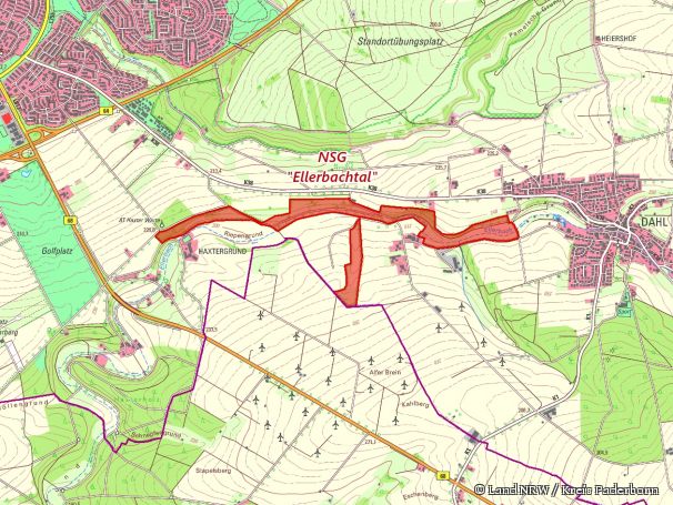 Detailkarte zum Naturschutzgebiet „Ellerbachtal“ 