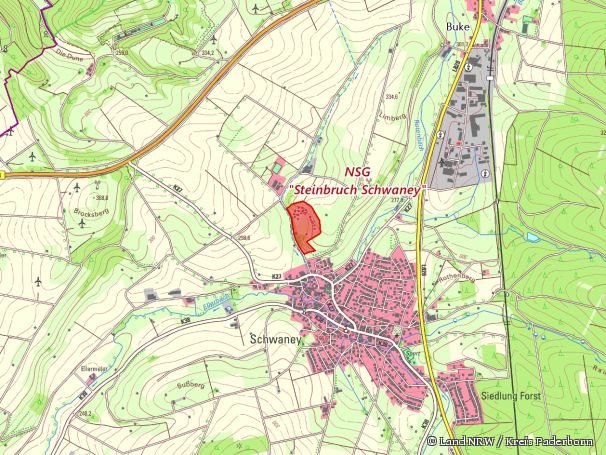 Detailkarte zum Naturschutzgebiet "Steinbruch Schwaney"