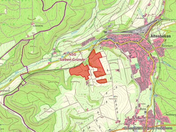 Detailkarte zum Naturschutzgebiet "Sieben Gründe"