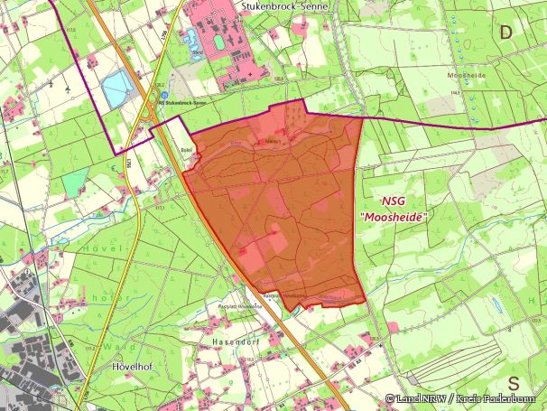 Detailkarte zum Naturschutzgebiet „Moosheide“