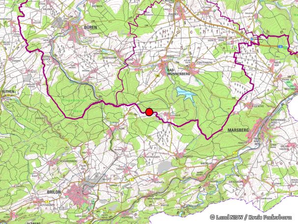 Übersichtskarte zum Naturschutzgebiet „Lühlingsbach-Nettetal“