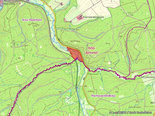 Detailkarte zum Naturschutzgebiet „Almetal“