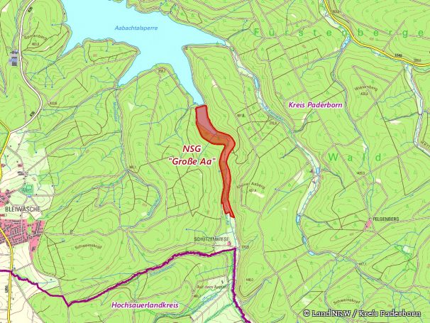 Detailkarte zum  Naturschutzgebiet „Große Aa“