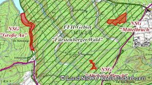 Detailkarte zum FFH-Gebiet Fürstenberger Wald mit dem Naturschutzgebiet "Mittelbruch"