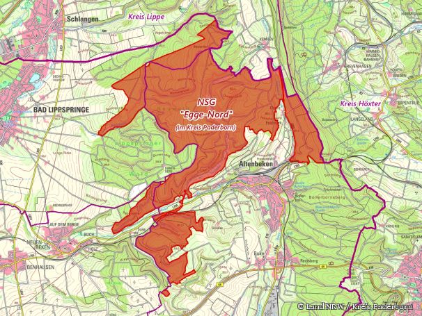 Detailkarte zum Naturschutzgebiet „Egge-Nord“