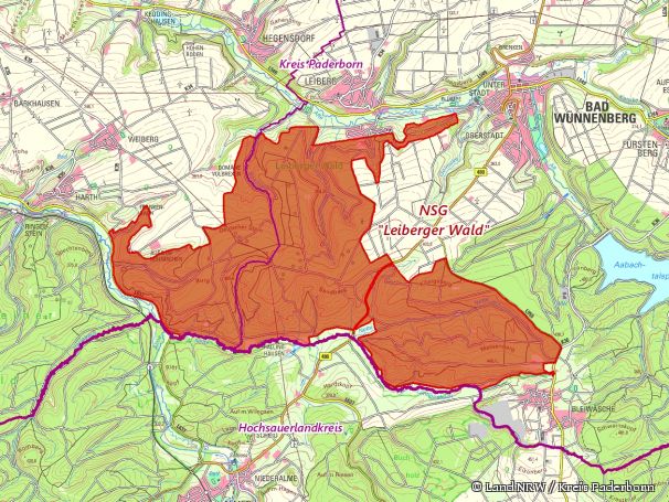 Detailkarte zum Naturschutzgebiet „Leiberger Wald“