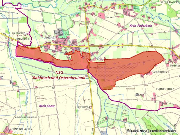 Detailkarte zum Naturschutzgebiet „Rabbruch und Osternheuland“